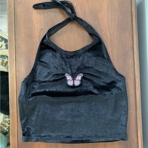 Velvet Butterfly Halter Top